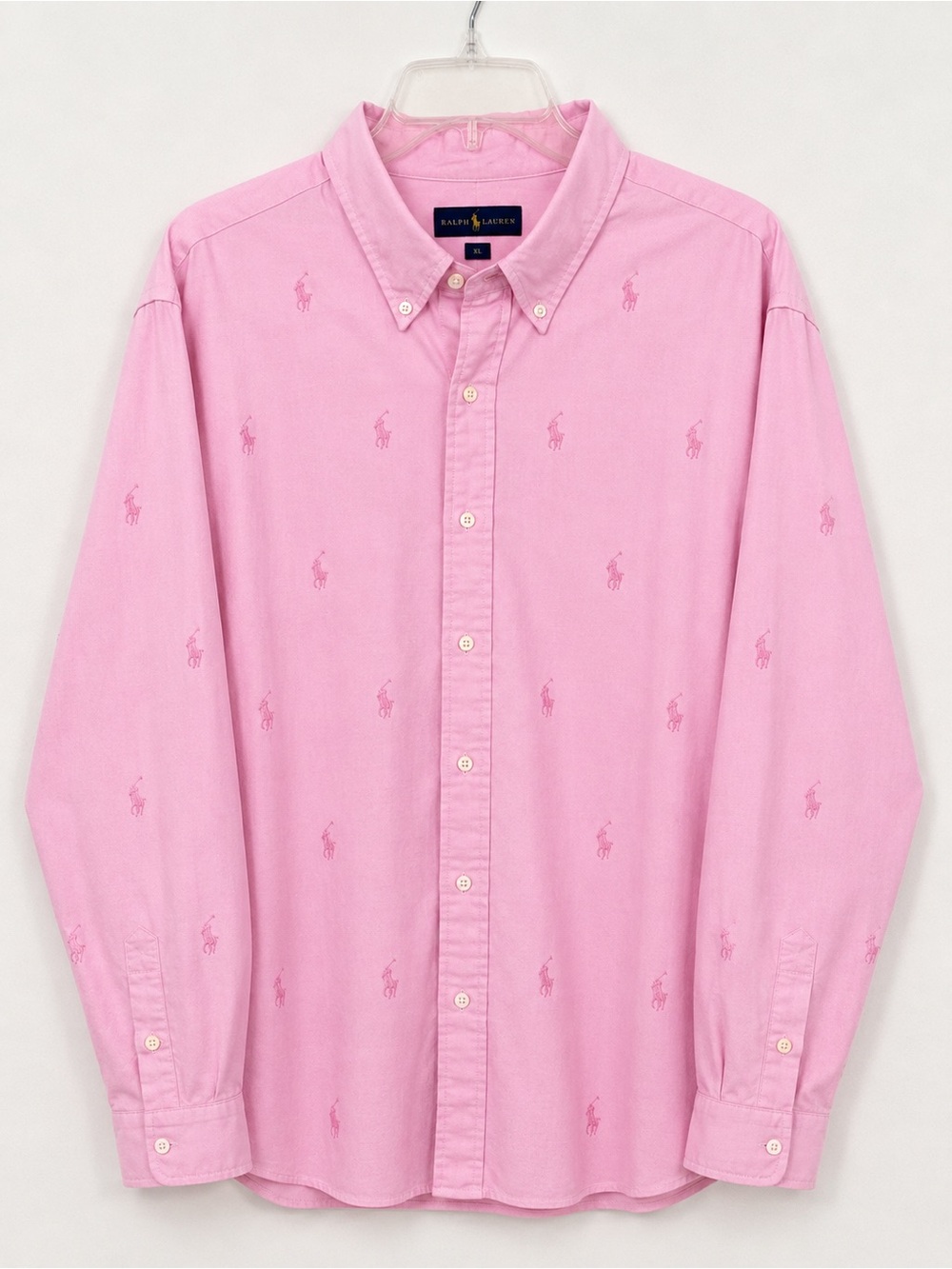 Ralph Lauren Men’s XL Pink All-Over Pony Button-Down Shirt 100% Cotton